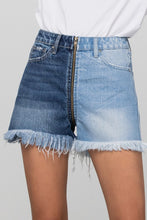 Load image into Gallery viewer, Long Fray Two Tone Denim Shorts