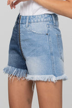 Load image into Gallery viewer, Long Fray Two Tone Denim Shorts