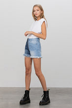 Load image into Gallery viewer, Long Fray Two Tone Denim Shorts