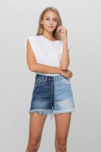 Load image into Gallery viewer, Long Fray Two Tone Denim Shorts