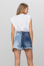 Load image into Gallery viewer, Long Fray Two Tone Denim Shorts