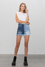 Load image into Gallery viewer, Long Fray Two Tone Denim Shorts