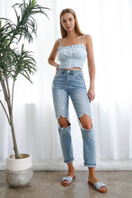 Load image into Gallery viewer, High Waist Destroyed Hem Boyfriend Jeans