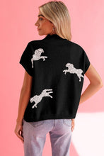 Load image into Gallery viewer, Cheetah Mock neck short sleeve knit sweater