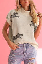 Load image into Gallery viewer, Cheetah Mock neck short sleeve knit sweater