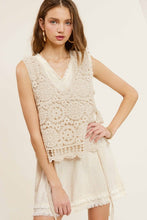 Load image into Gallery viewer, Self Side Tie Detailed Crochet Vest Top
