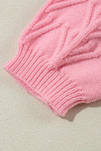 Load image into Gallery viewer, Flower Pattern Knitted Notched Neck Sweater