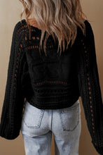 Load image into Gallery viewer, Gray Hollow-out Cable Knit Cropped Sweater