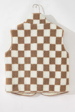 Load image into Gallery viewer, Checkered Sherpa Collared Jacket Vest