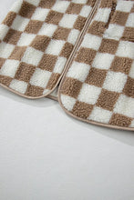 Load image into Gallery viewer, Checkered Sherpa Collared Jacket Vest