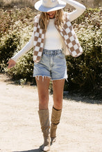 Load image into Gallery viewer, Checkered Sherpa Collared Jacket Vest