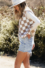 Load image into Gallery viewer, Checkered Sherpa Collared Jacket Vest