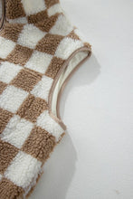 Load image into Gallery viewer, Checkered Sherpa Collared Jacket Vest