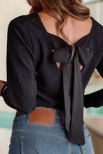 Load image into Gallery viewer, Sweet Bowknot Backless V Neck Long Sleeve Top