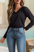 Load image into Gallery viewer, Sweet Bowknot Backless V Neck Long Sleeve Top