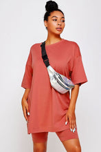 Load image into Gallery viewer, KNIT OVERSIZE TEE SHIRT AN SHORTS CASUAL BIKER SET