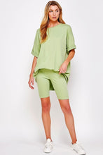 Load image into Gallery viewer, KNIT OVERSIZE TEE SHIRT AN SHORTS CASUAL BIKER SET