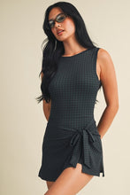 Load image into Gallery viewer, The Midnight Check Skort Romper