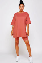 Load image into Gallery viewer, KNIT OVERSIZE TEE SHIRT AN SHORTS CASUAL BIKER SET