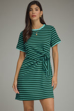 Load image into Gallery viewer, Ellery Green Striped Tie-Waist Mini Dress