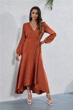 Load image into Gallery viewer, Women's V Neck Long Sleeve Maxi Dress