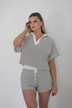 Load image into Gallery viewer, Striped Co-Ord Lounge Set | Oversized Batwing Sleeve Top + Shorts