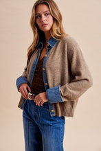 Load image into Gallery viewer, The Aspen Denim Trim Cardigan – Latte