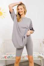 Load image into Gallery viewer, KNIT OVERSIZE TEE SHIRT AN SHORTS CASUAL BIKER SET