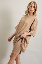 Load image into Gallery viewer, KNIT OVERSIZE TEE SHIRT AN SHORTS CASUAL BIKER SET