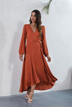 Load image into Gallery viewer, Women's V Neck Long Sleeve Maxi Dress