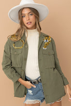 Load image into Gallery viewer, Cargo Pocket Front Sequin Tiger Utility Jacket