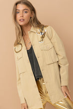 Load image into Gallery viewer, Cargo Pocket Front Sequin Tiger Utility Jacket