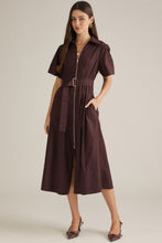Load image into Gallery viewer, The Vienna Belted Zip-Front Midi Dress
