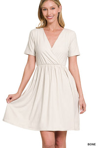 Buttery Soft Fabric Surplice Dress