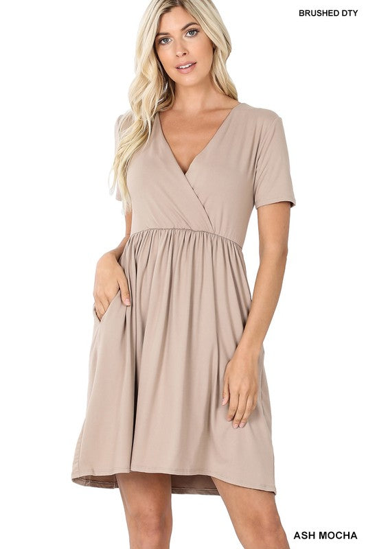 Buttery Soft Fabric Surplice Dress