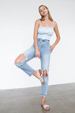 Load image into Gallery viewer, High Waist Destroyed Hem Boyfriend Jeans
