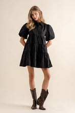 Load image into Gallery viewer, Button up tiered puff | shirt Dress
