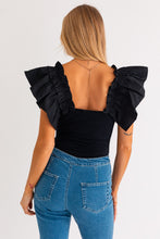 Load image into Gallery viewer, Black | Ruffled bodysuit
