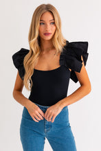 Load image into Gallery viewer, Black | Ruffled bodysuit
