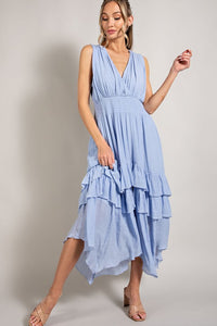 V-Neck Ruffle Maxi Dress