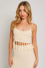 Load image into Gallery viewer, Tassel Detail Spaghetti Sweater Crop Top
