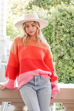 Load image into Gallery viewer, Bold Rainbow Stripe Oversized Chunky Knit Pullover
