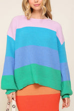 Load image into Gallery viewer, Bold Rainbow Stripe Oversized Chunky Knit Pullover
