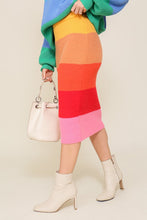 Load image into Gallery viewer, High-Waisted Midi Sweater Multicolor Skirt
