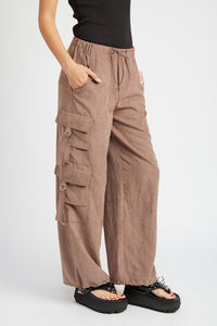 HIGH RISE STRAP TIE CARGO PANTS
