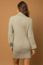 Load image into Gallery viewer, Turtle Neck Balloon Sleeve Sweater Dress
