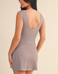 Brown gingham | wrap dress