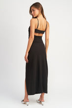 Load image into Gallery viewer, SIDE RUCHED MIDI DRESS WITH SPAGHETTI STRAPS
