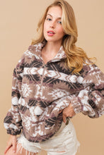 Load image into Gallery viewer, Aztec Teddy Mock Neck Zip Up Pullover
