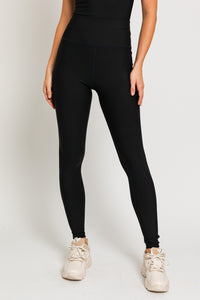 Black | High waist rib leggings